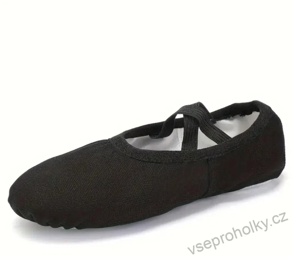 Plátěné baletní piškoty s dělenou podešví černá