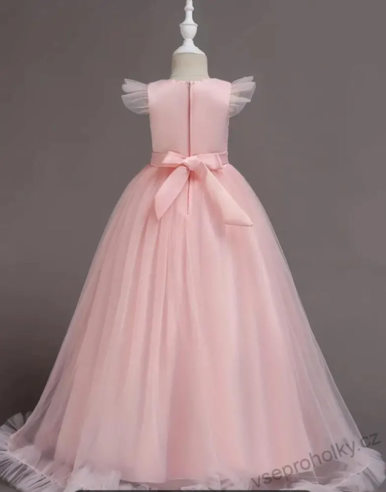 Šaty dětské dlouhé slavnostní růžové Rosa princeznovské luxusní