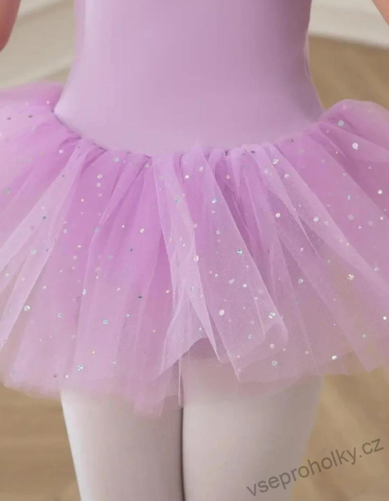 Dívčí baletní trikot s tutu sukénkou fialový