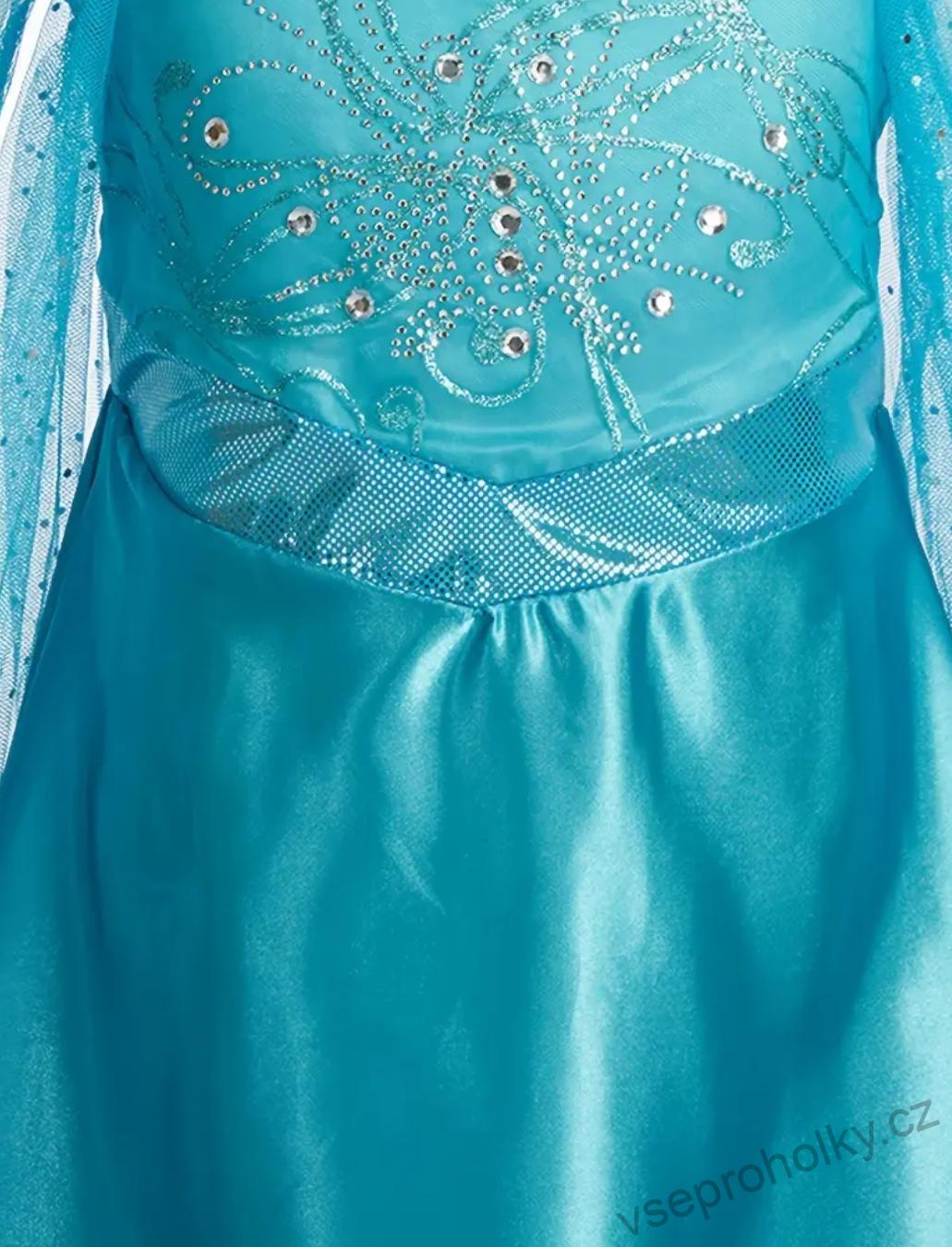 Modré šaty Elza Frozen s dlouhou vlečkou 