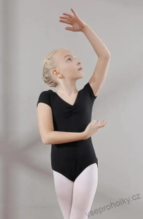 Dívčí bavlněný trikot s krátkým rukávem, černý 
