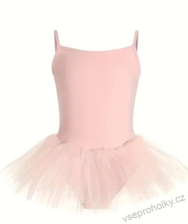 Dívčí taneční trikot s tutu sukní růžový