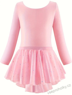 Dívčí baletní trikot se sukní růžový