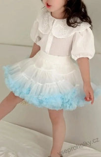 Nadýchaná bohatá tutu sukně – bílo-modrá