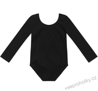 Černý bavlněný gymnastický taneční dres