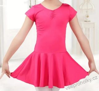 Dívčí taneční šaty / trikot s našitou sukýnkou růžový