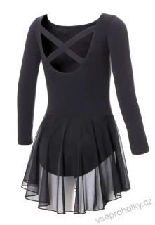 Taneční trikot se všitou sukní černý