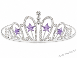 Čelenka princeznovská korunka s fialovými kamínky
