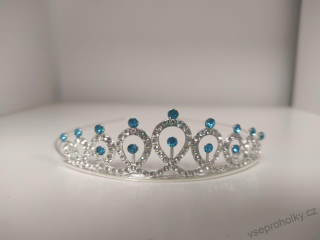 Čelenka princeznovská korunka s modrými kamínky
