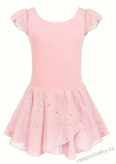 Dívčí trikot s šifonovou sukní  - růžový