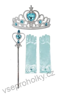 Doplňky Elza, set 3 kusů (Frozen) ČELENKA, HŮLKA, RUKAVICE